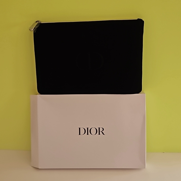 Dior Handbags - NWT Dior black fabric makeup bag, silver zipper. Luxurious 🖤